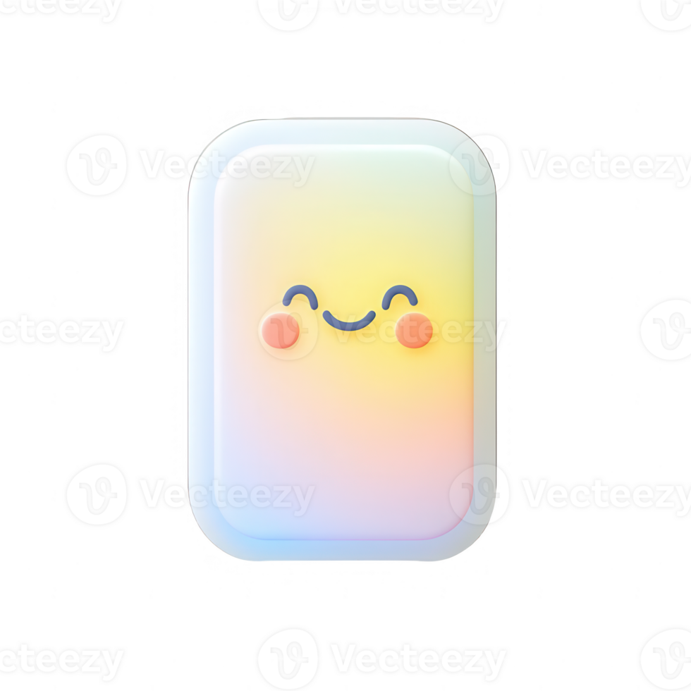 A cheerful pastel-colored smiley soap bar with a cute face design. png
