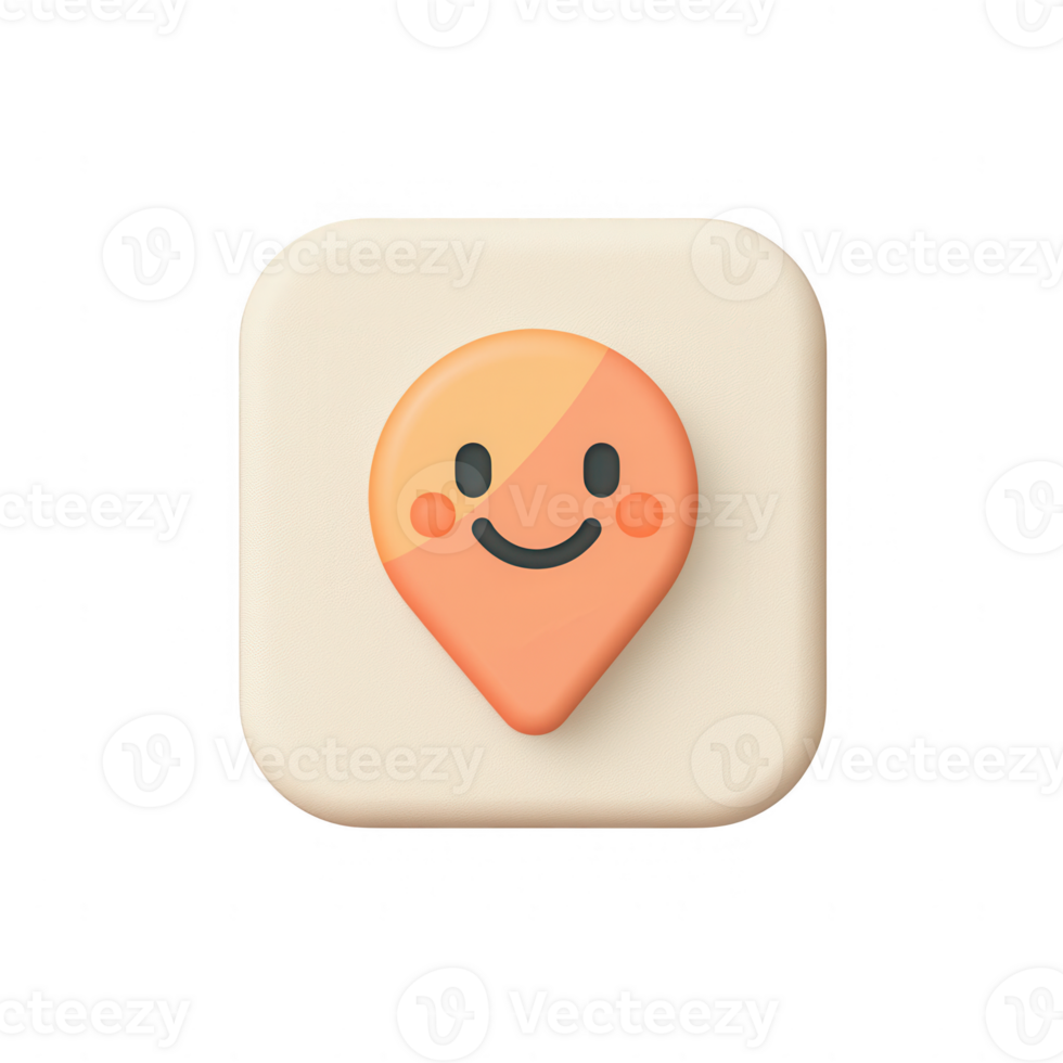 A cheerful location pin icon, perfect for maps or navigation apps. png