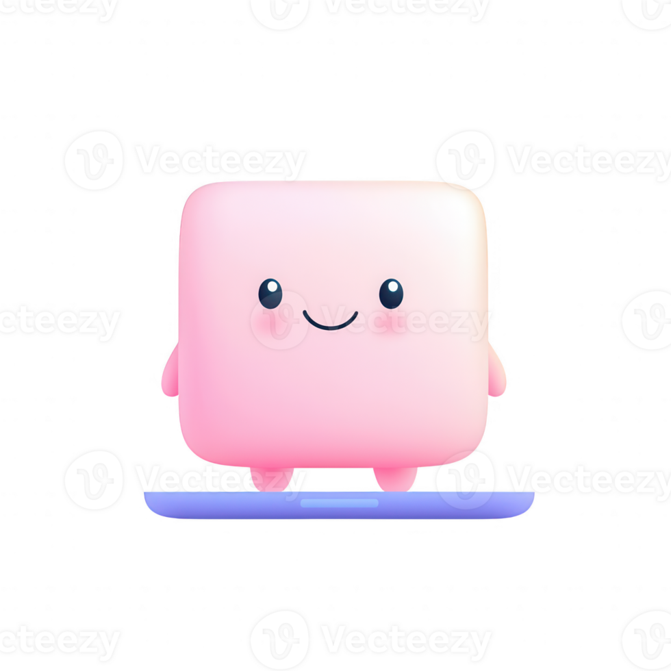 A cheerful pink cube character designed for playful and creative projects. png