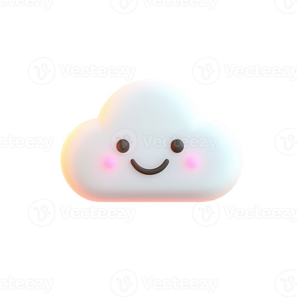 A cheerful, cartoon-style cloud with a friendly smile and playful features. png