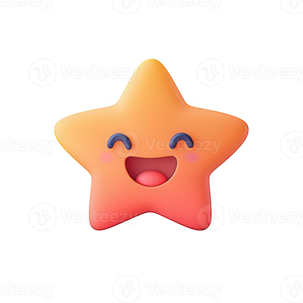 A cheerful star character with a smiling face and vibrant colors. png