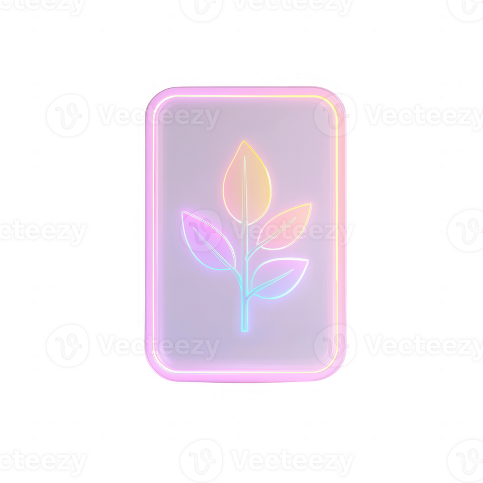 A colorful neon leaf icon representing nature and freshness in a modern design. png