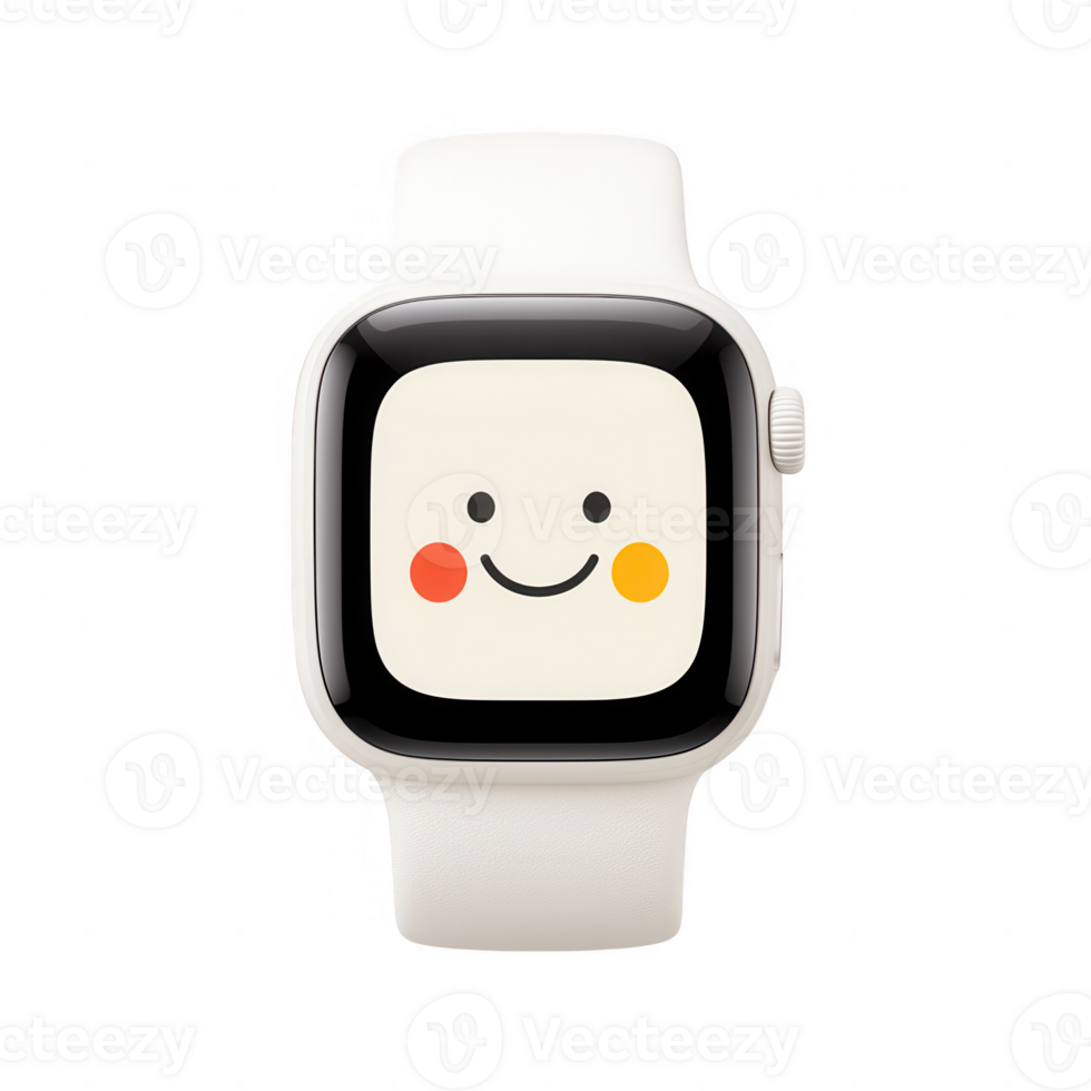 A colorful smartwatch with a smiling face design on its screen, ideal for tech lovers. png