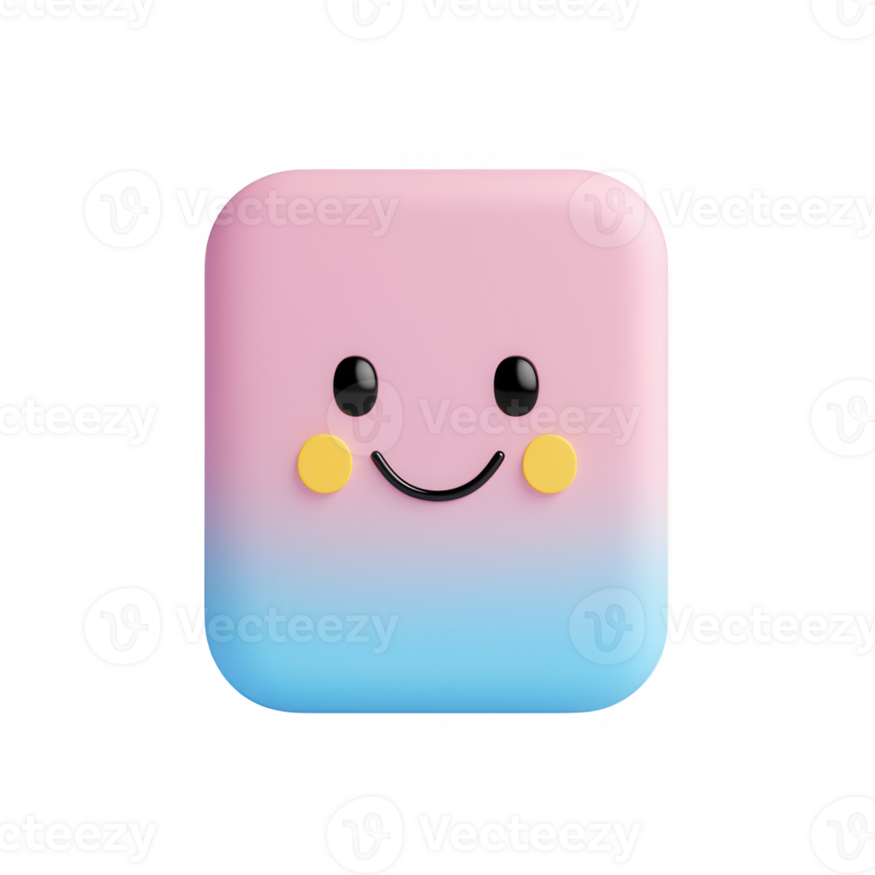 A cute, gradient smiley face icon with a cheerful expression for digital design. png