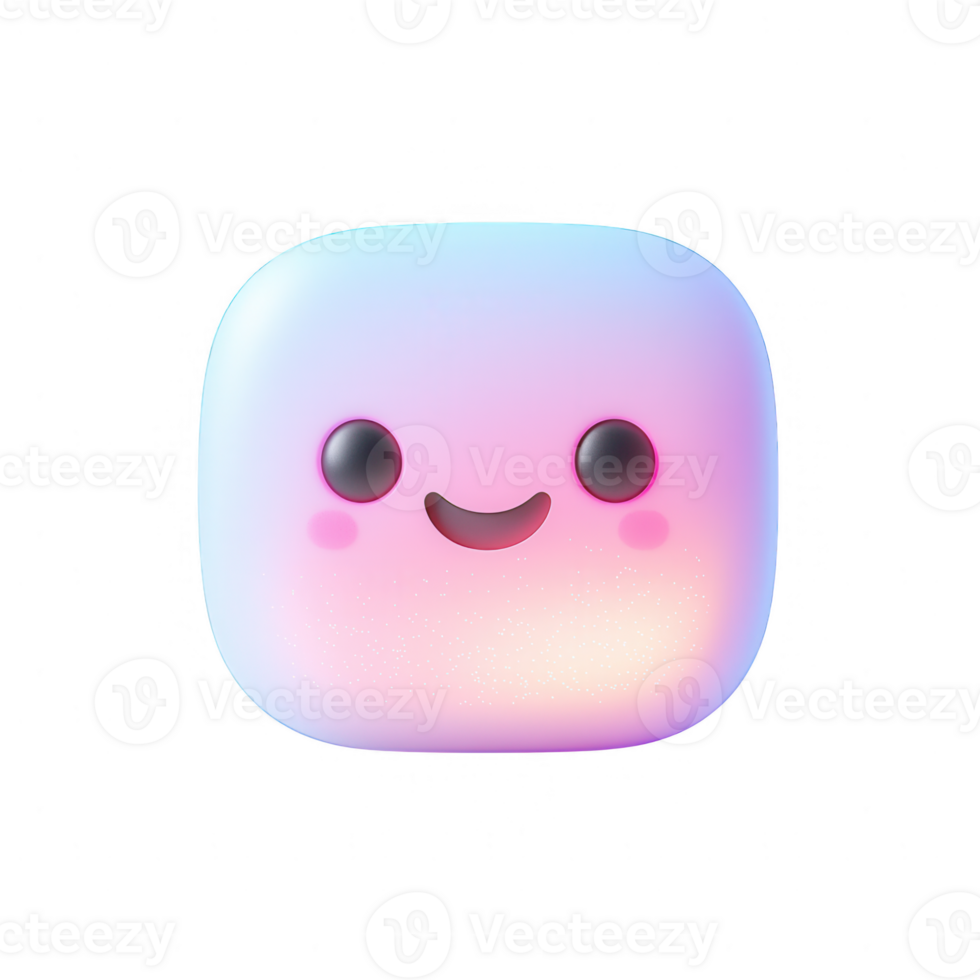 A cute, colorful smiling emoji character with a soft and friendly appearance. png