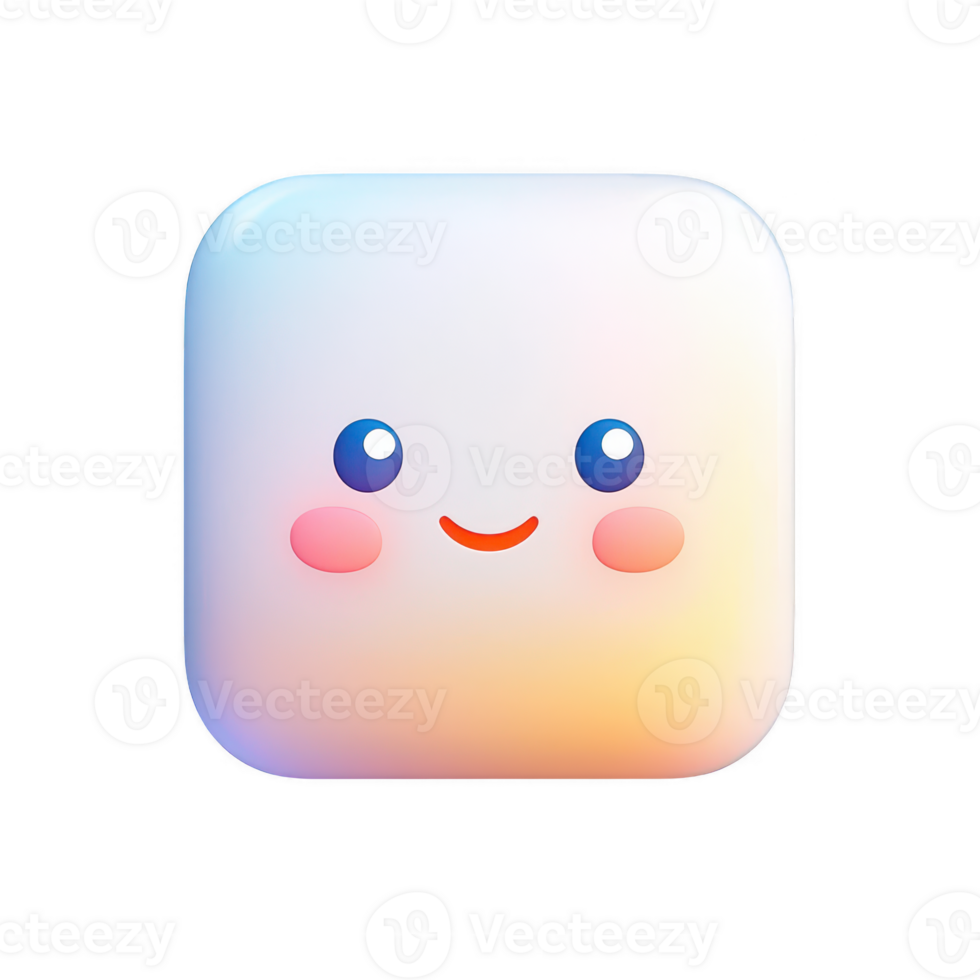 A cute, colorful icon featuring a smiling character with a gradient background. png