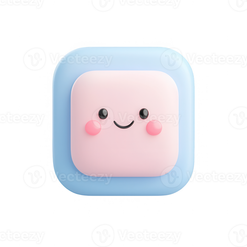 A cute, smiling character icon with a pastel color scheme for digital use. png