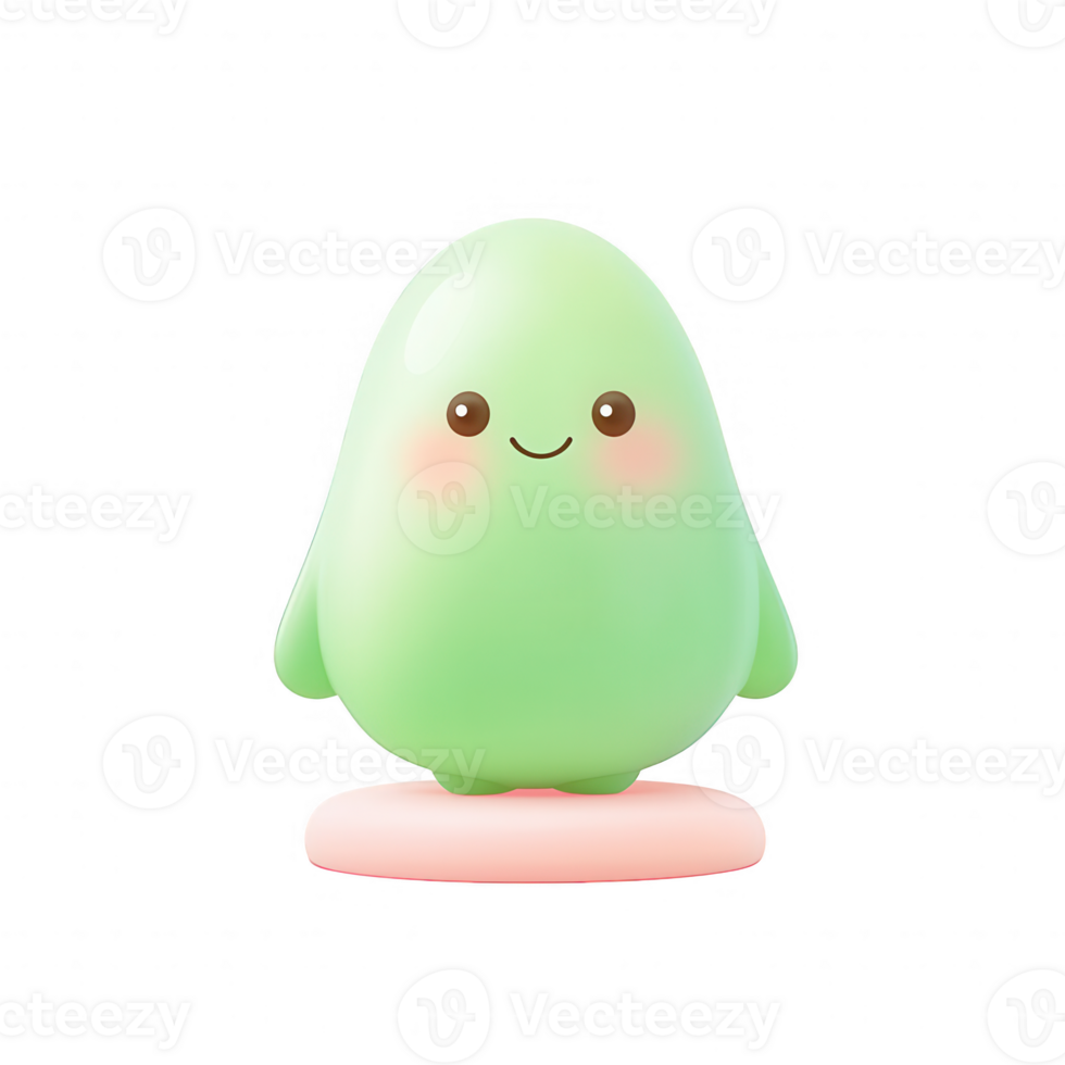 A cute, smiling green character with a round shape, perfect for playful designs. png
