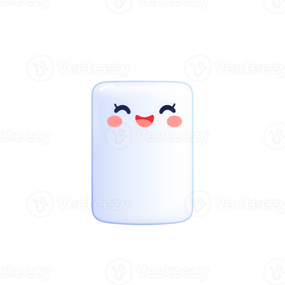 A cute smiling marshmallow character with a cheerful expression and bright colors. png
