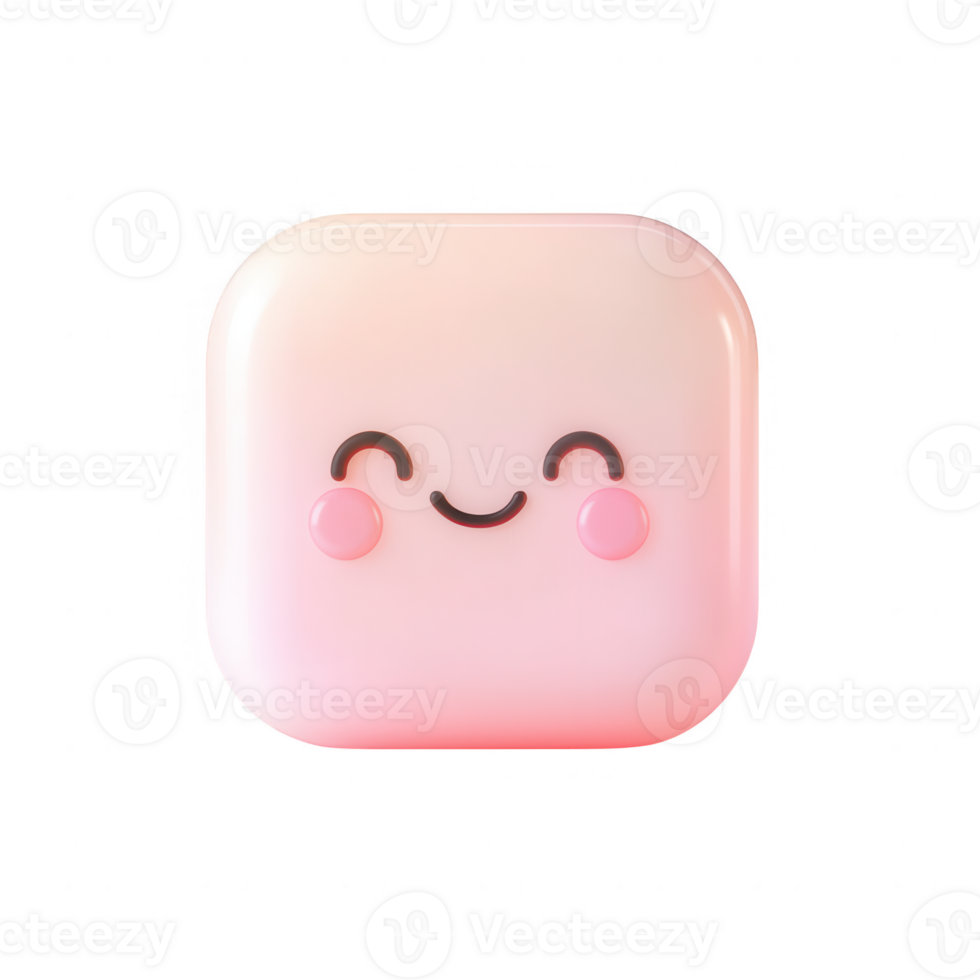 A cute smiling icon with a soft pink gradient and friendly facial features. png