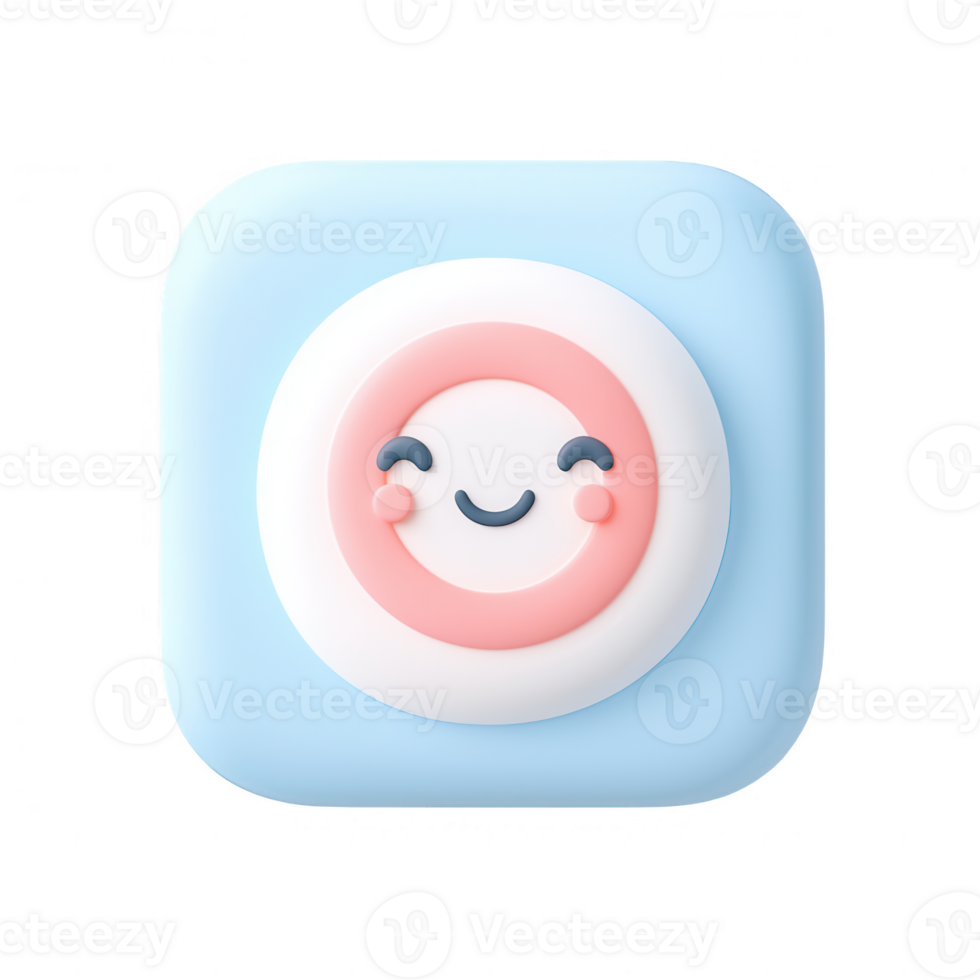 A cute, smiling icon with pastel colors perfect for digital design projects. png