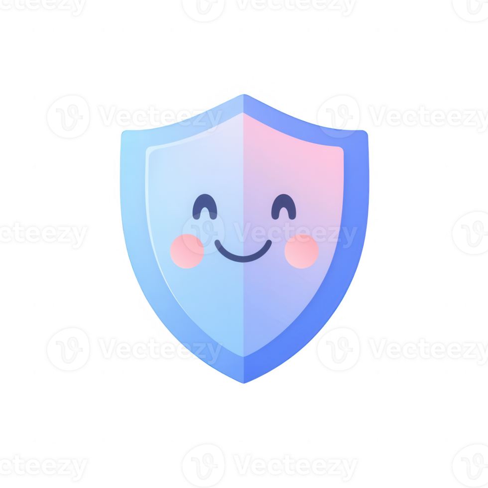A friendly shield icon, perfect for representing security and protection. png