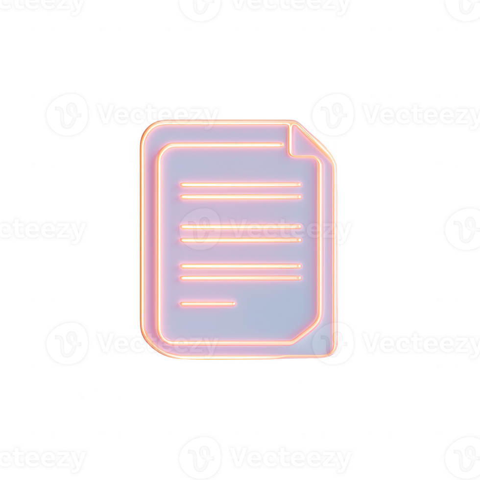 A glowing neon document icon, perfect for representing digital paperwork and files. png
