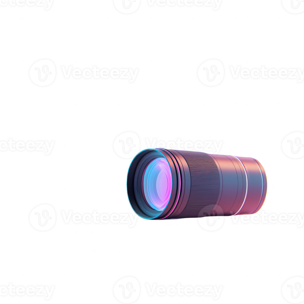 A high-quality camera lens showcasing modern design and vibrant colors. png