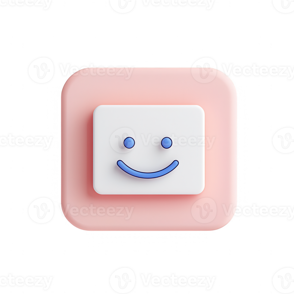 A minimalist and cheerful icon featuring a smiley face on a pastel background. png