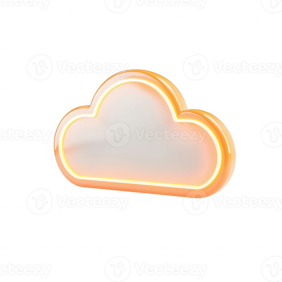 A modern cloud icon design with a glowing outline for digital graphics. png