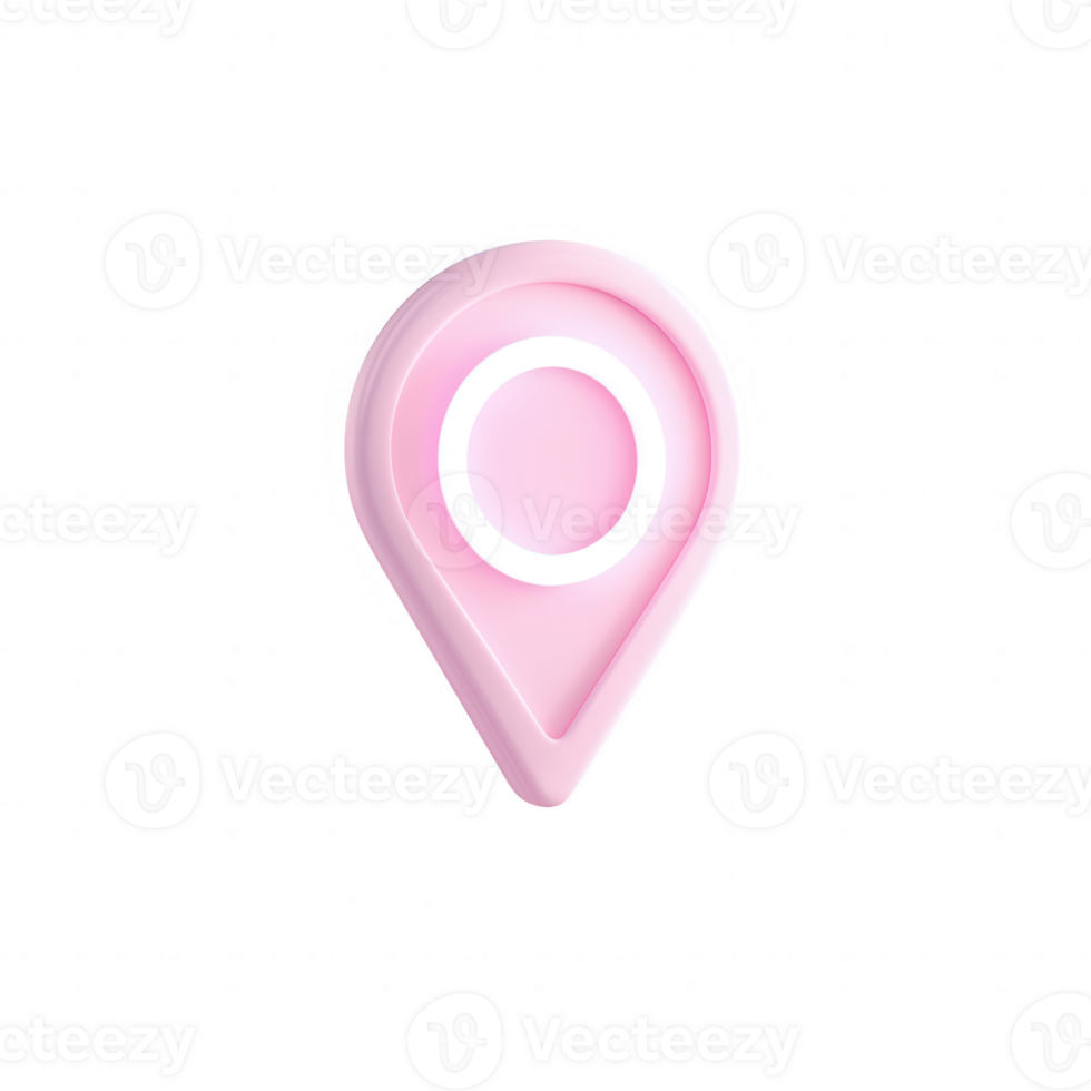 A modern pink location pin icon with a glowing outline, perfect for mapping applications. png