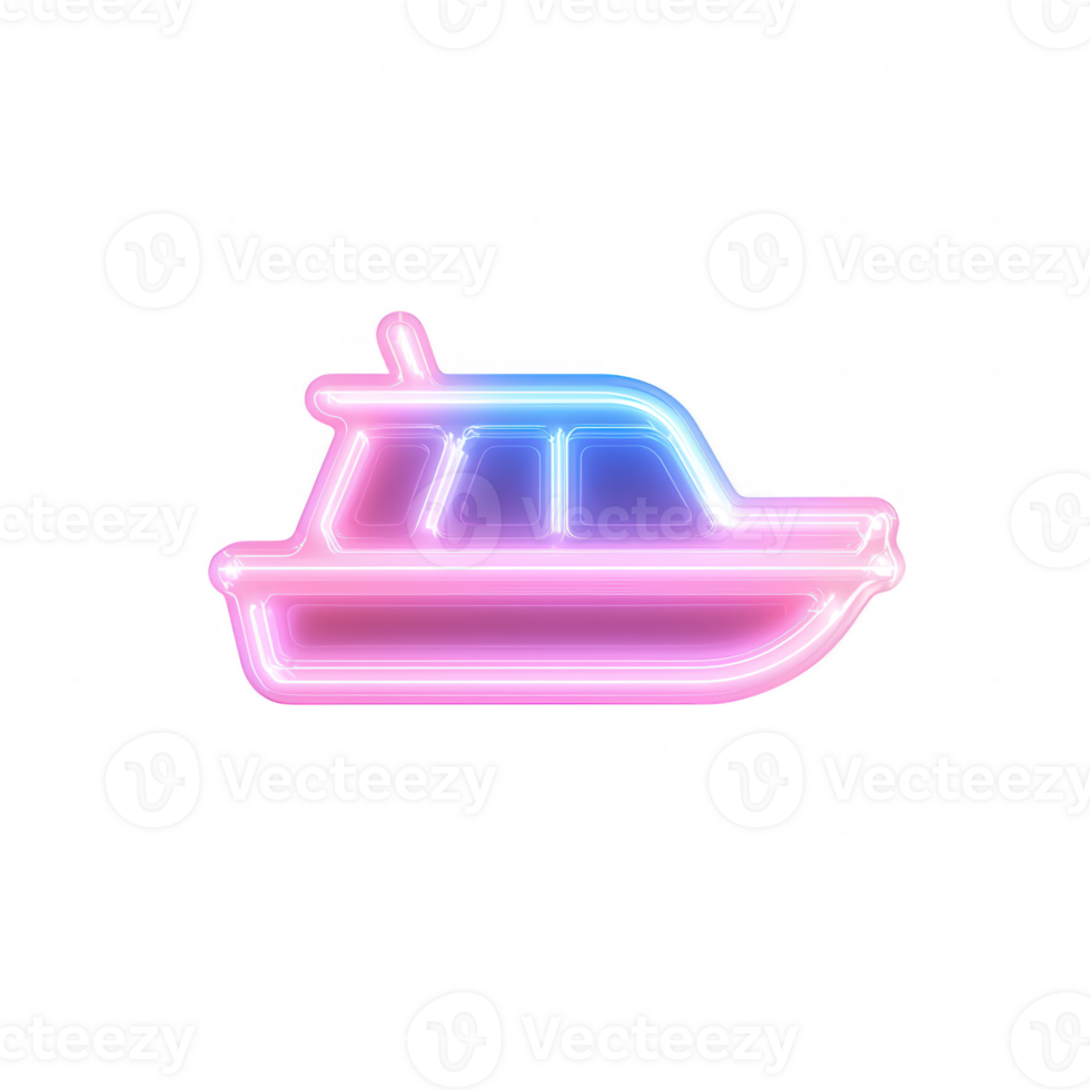 A modern neon boat icon, ideal for digital and creative designs. png