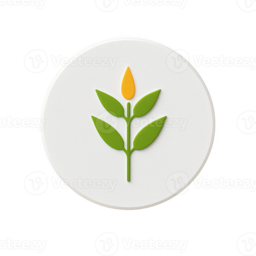 A simple and modern illustration of a sprouting plant with green leaves and a yellow bud. png