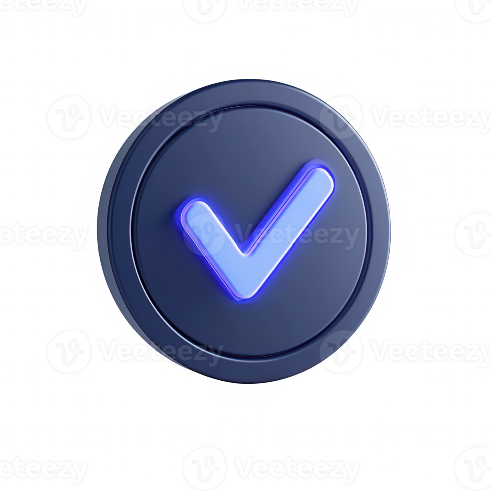 A sleek blue checkmark icon representing approval or confirmation in digital design. png