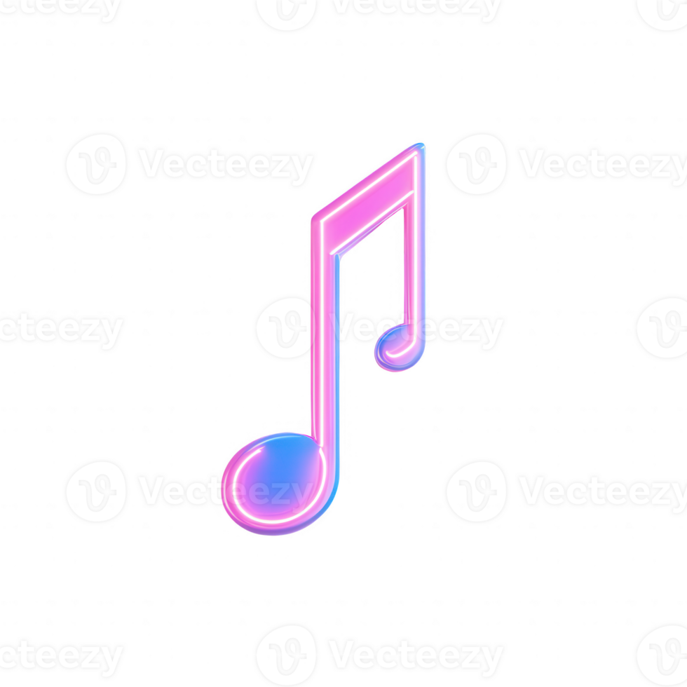 A vibrant neon musical note symbol, representing creativity and art in modern design. png