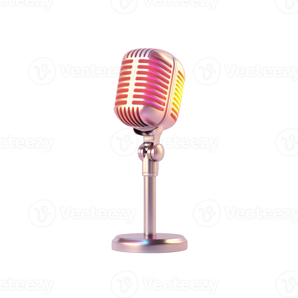 A vintage microphone with colorful lighting, ideal for music and audio-related projects. png
