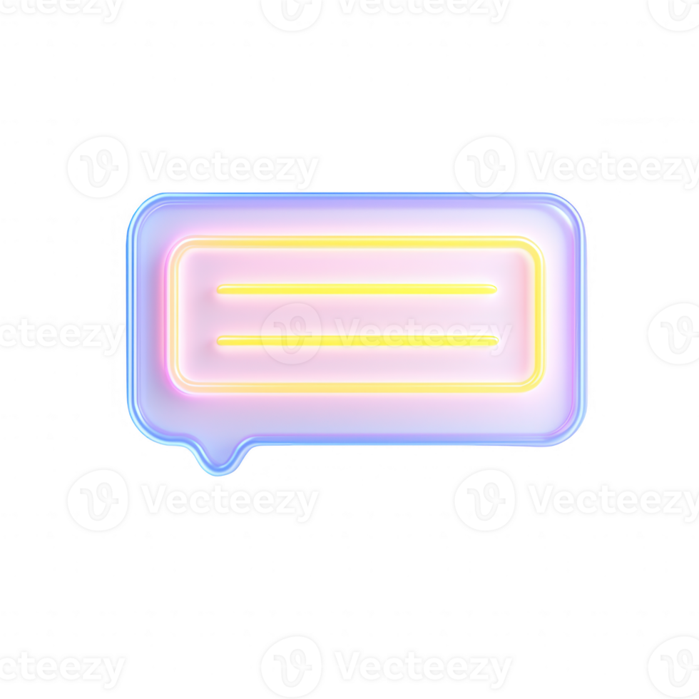 Bright and colorful neon speech bubble design on dark background for creative use. png