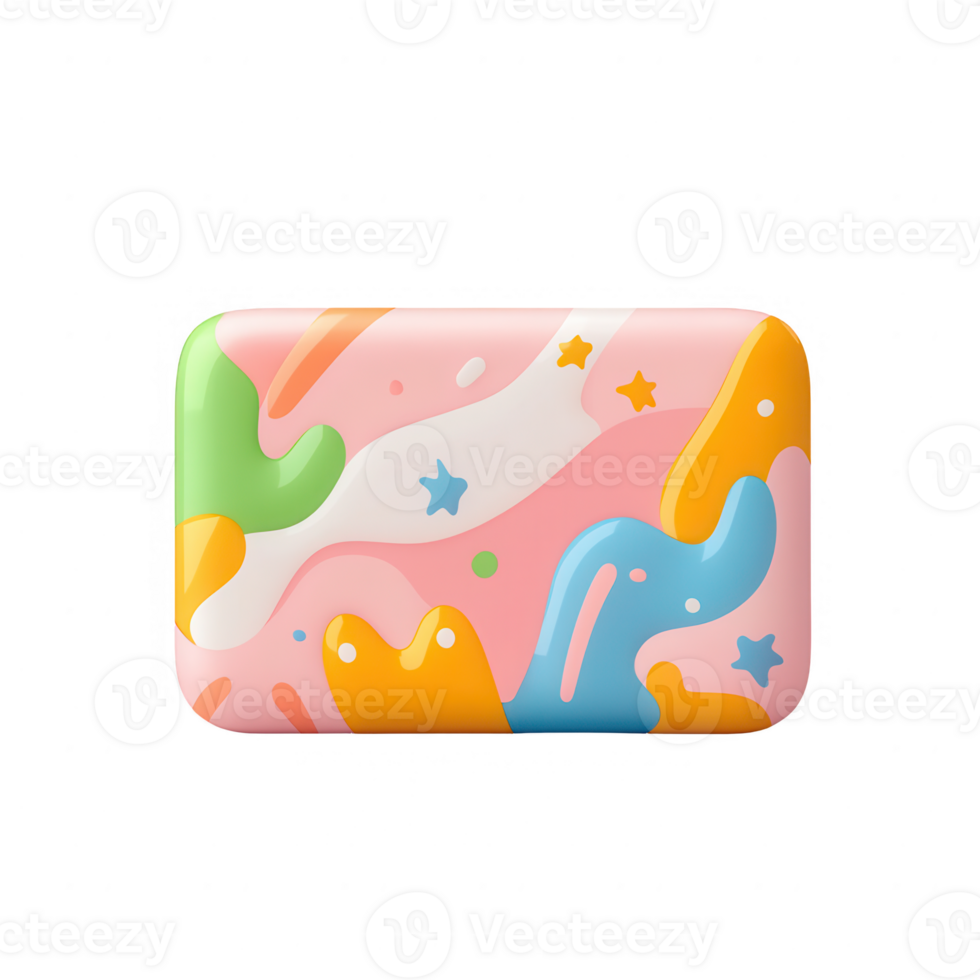 Colorful abstract design with playful shapes and vibrant colors on a smooth surface. png