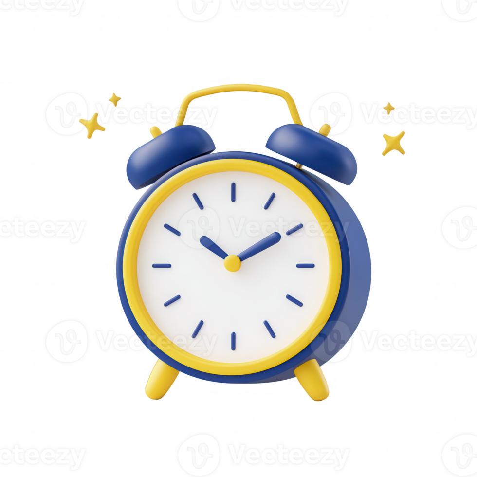 Colorful alarm clock design perfect for illustrating time management concepts. png