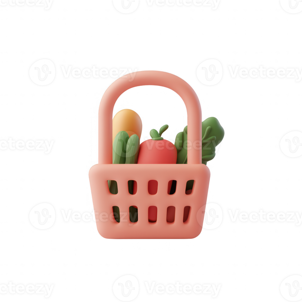 Colorful basket filled with fresh vegetables and fruits for healthy living. png