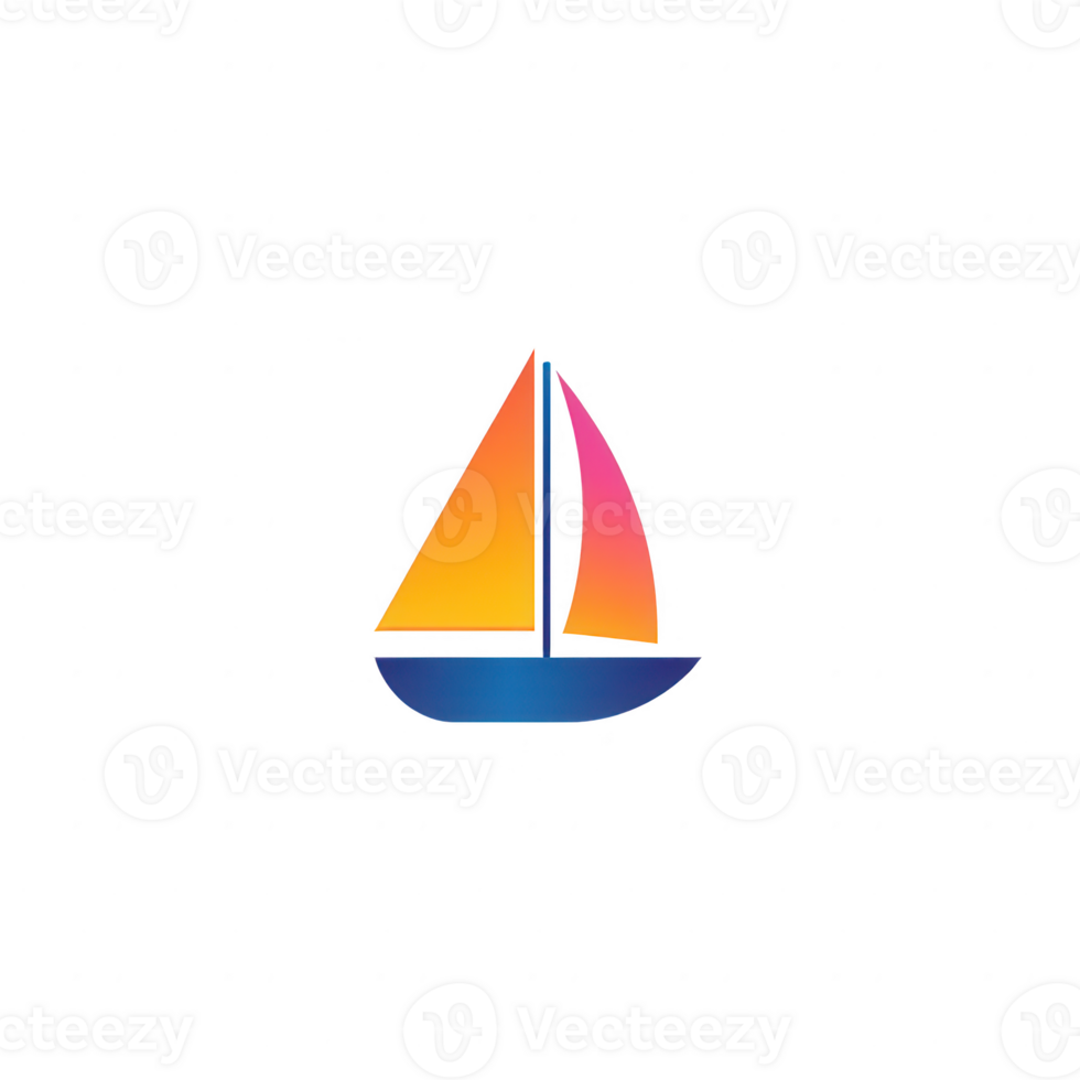Colorful sailboat sailing on calm waters at sunset, showcasing tranquility and adventure. png