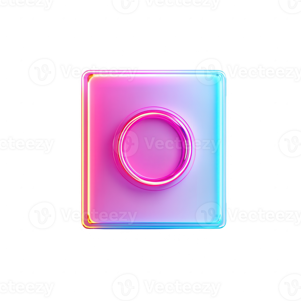 Colorful neon button with a glowing ring, suitable for modern design projects. png