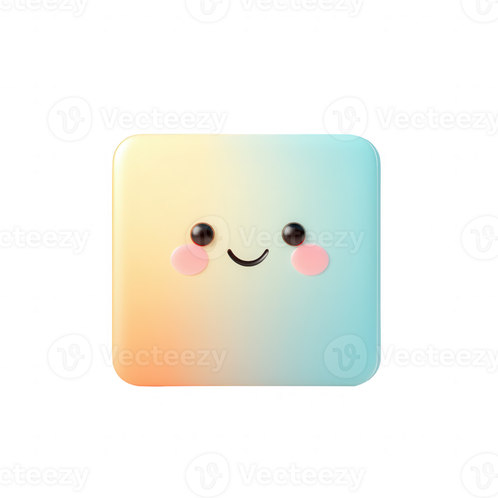 Colorful smiling square icon with a gradient background, perfect for design projects. png