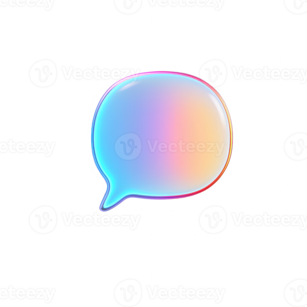 Colorful translucent speech bubble with a gradient effect, ideal for modern design. png