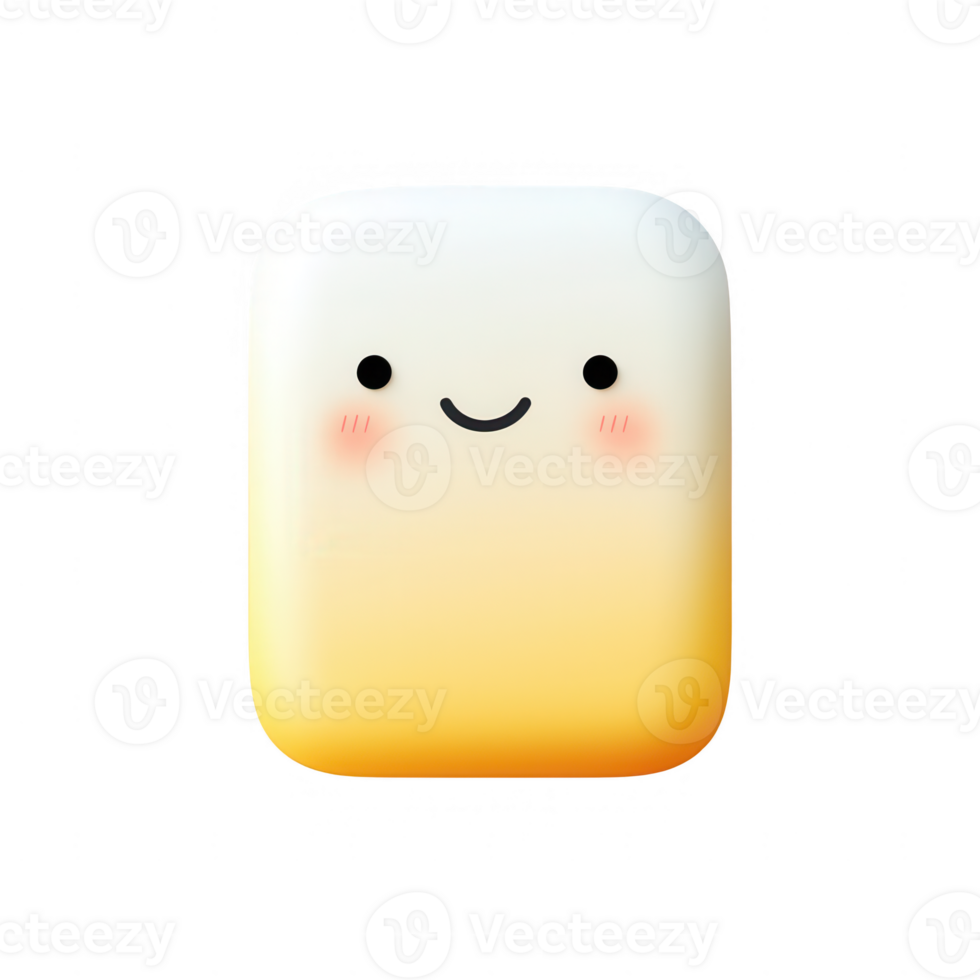 Cute and cheerful character design featuring a smiling gradient block. png