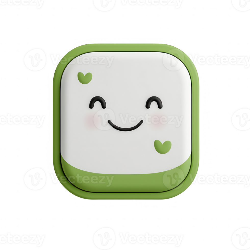 Cute and cheerful smiley face icon with a green color palette. png