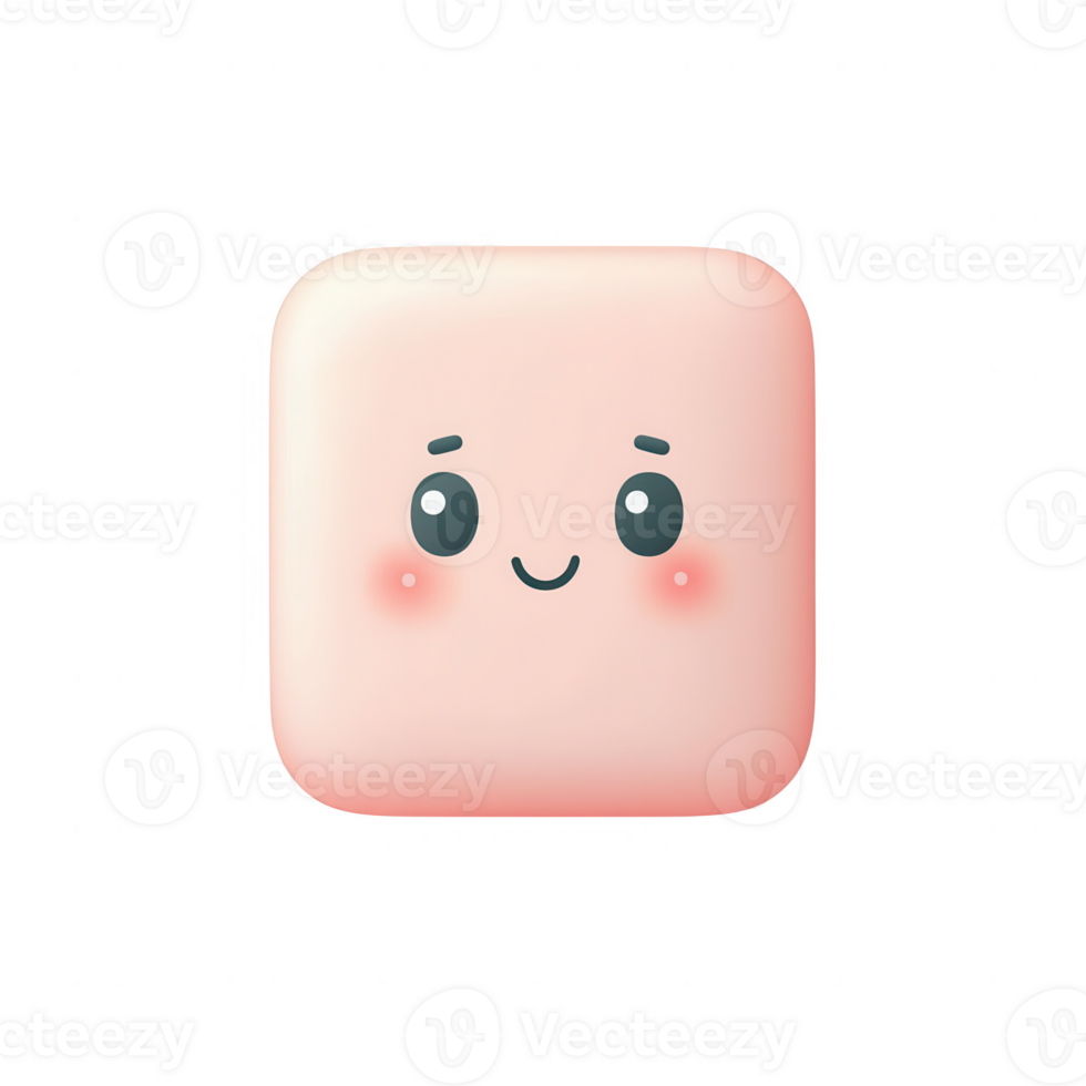Cute cartoon character face with soft colors and joyful expression. png