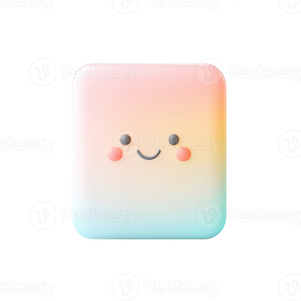 Cute pastel character icon with a joyful expression, perfect for digital designs. png