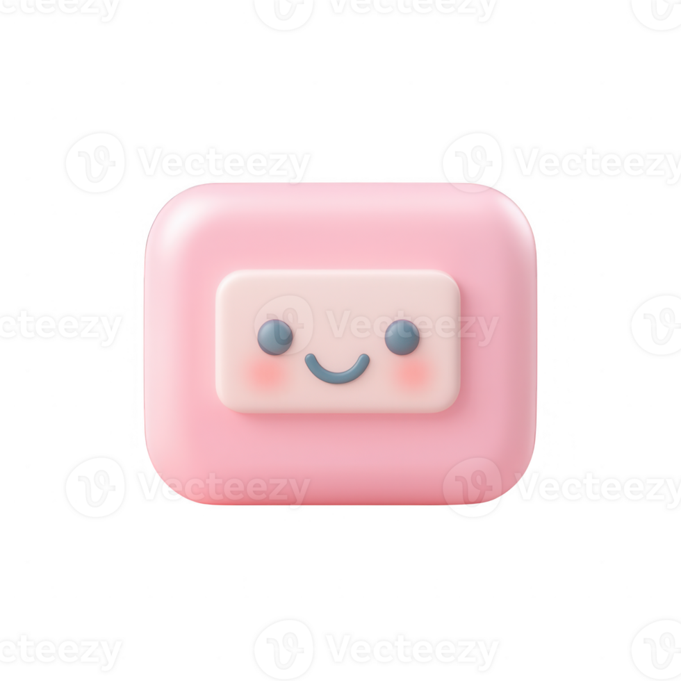 Cute pink soap with a smiling face, ideal for playful designs and products. png