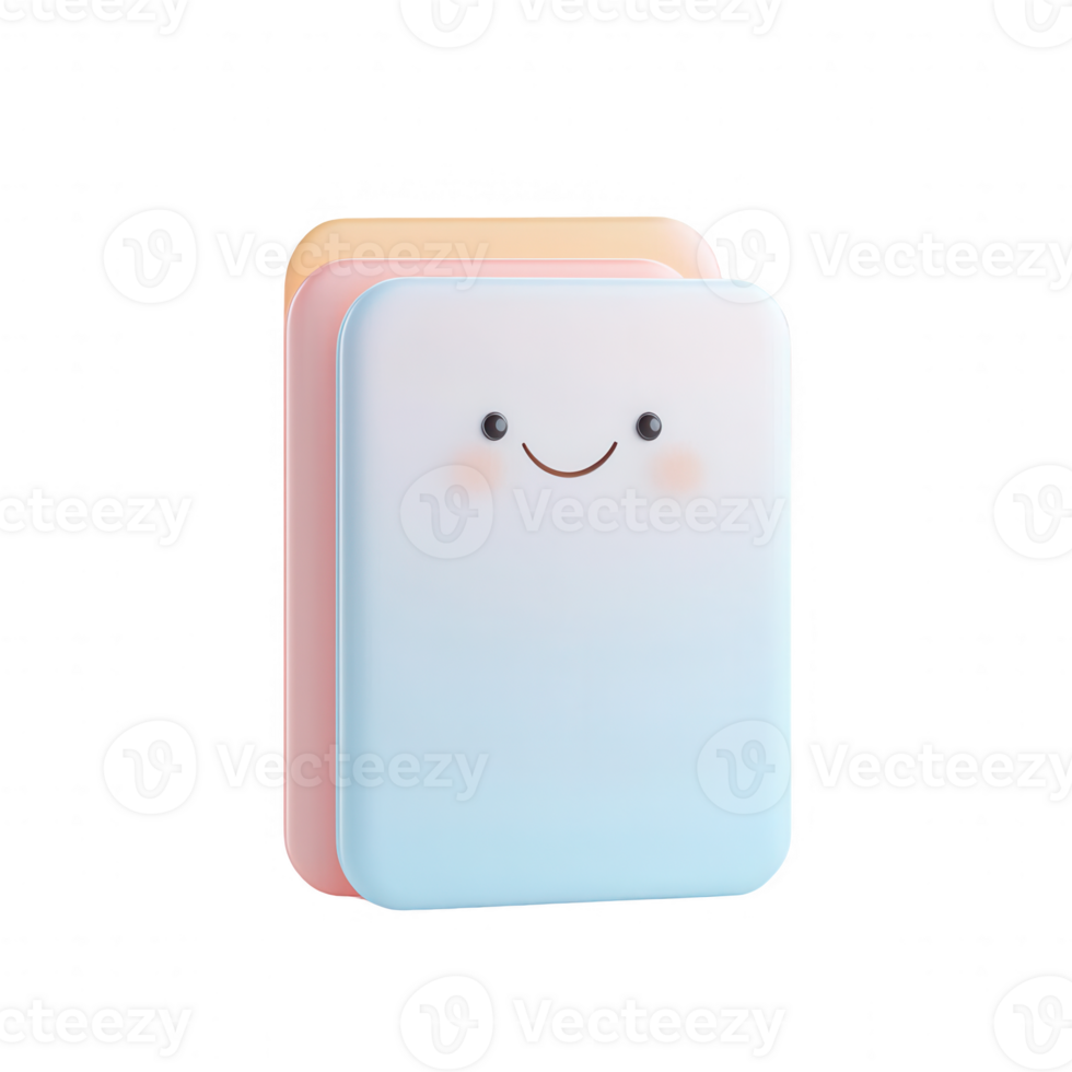Cute, colorful notepads with smiling faces perfect for creative projects and design. png