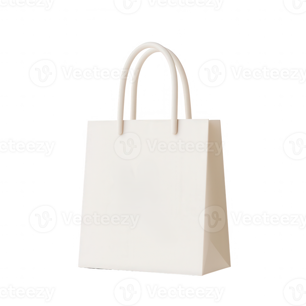 Elegant white shopping bag with soft handles for retail and personal use. png