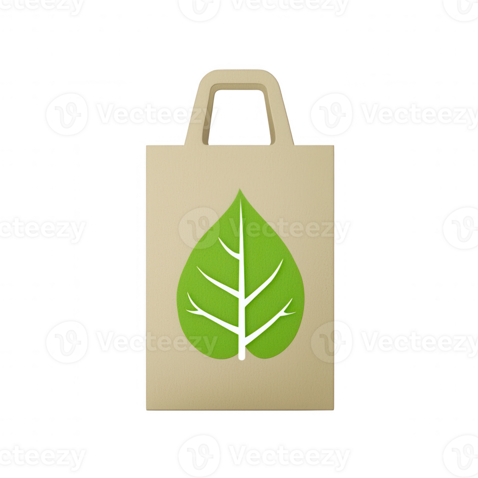 Eco-friendly shopping bag with a leaf design for sustainable living and environmental care. png