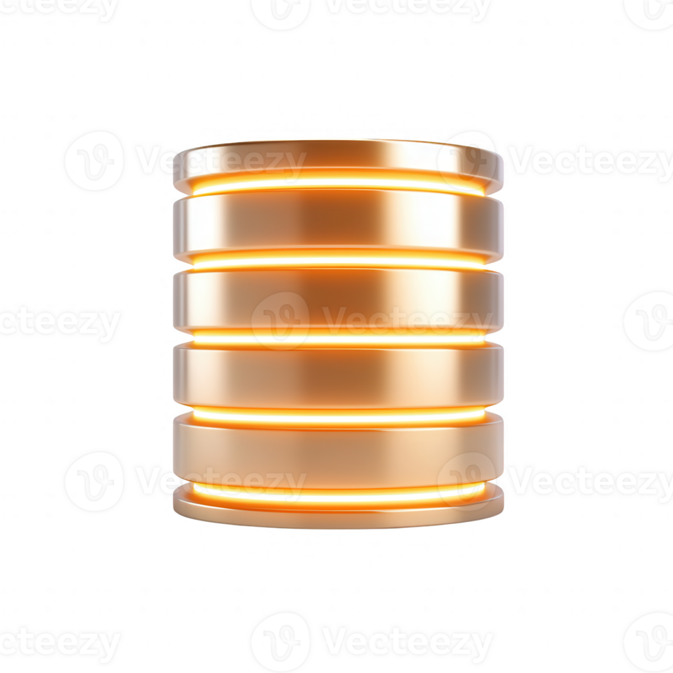 Modern data storage device with illuminated rings showcasing advanced technology. png