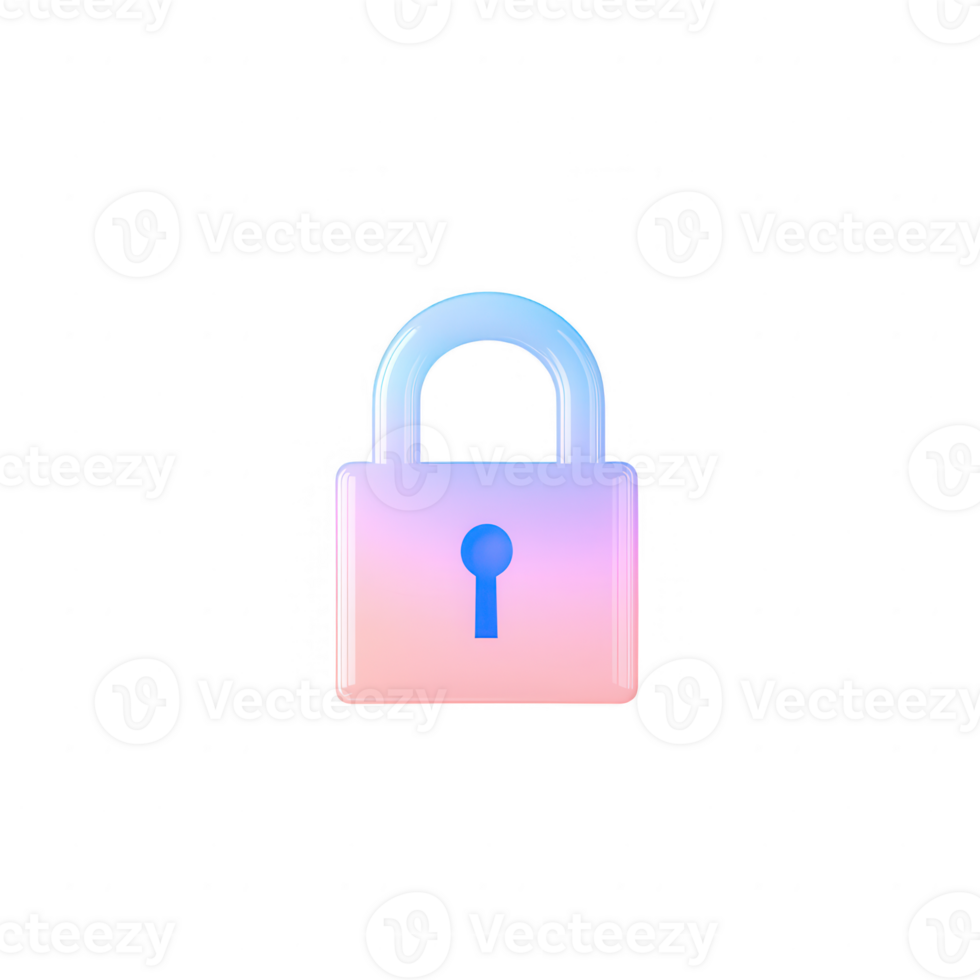 Modern padlock icon symbolizing security and digital protection in a digital world. png