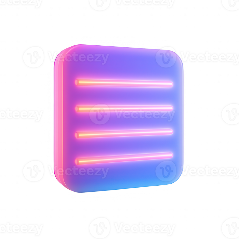 Modern neon button icon with vibrant colors and sleek design for digital applications. png