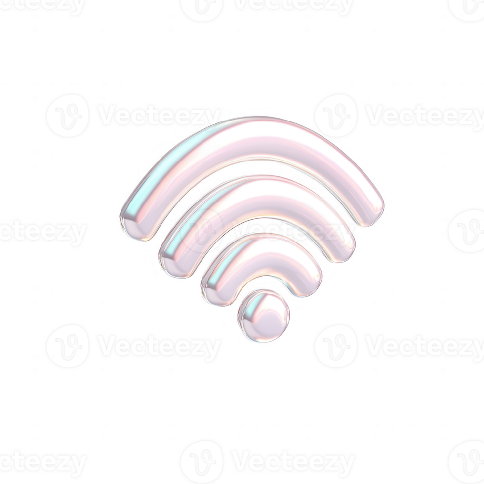 Modern Wi-Fi symbol in glossy design representing wireless connectivity. png