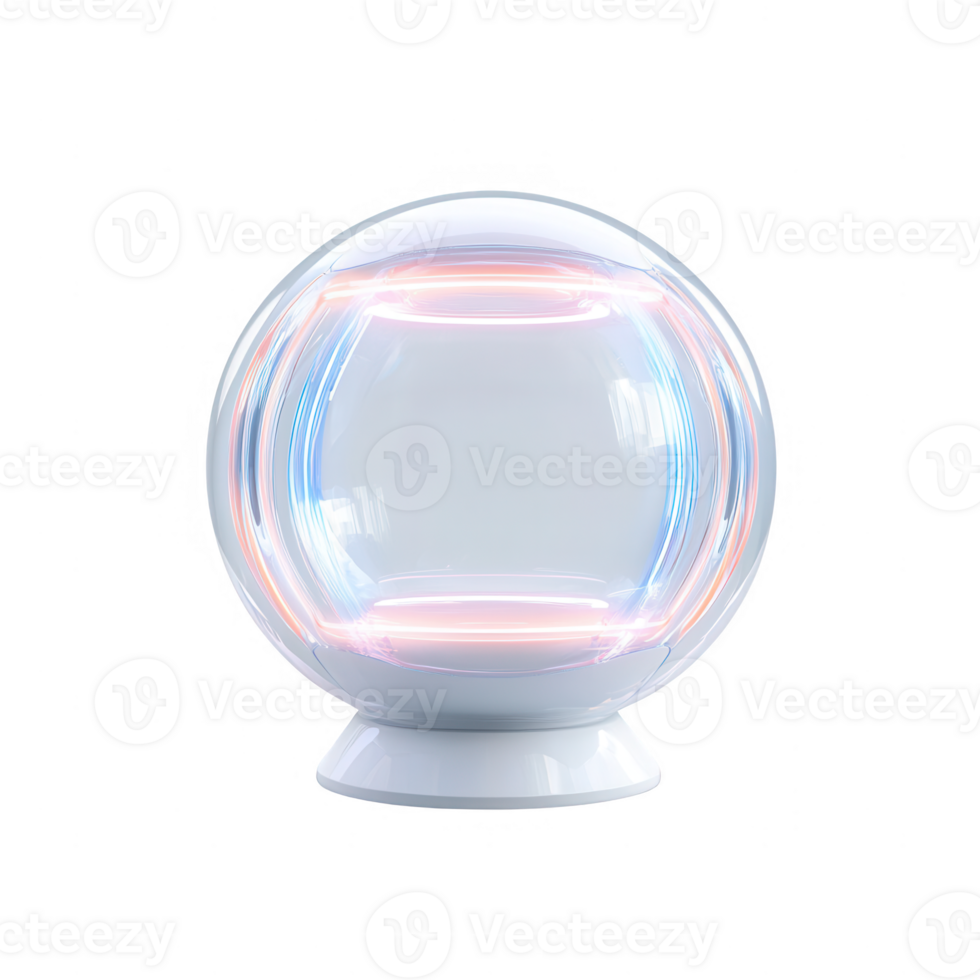 Futuristic crystal ball emitting colorful light patterns, creating a captivating display. png