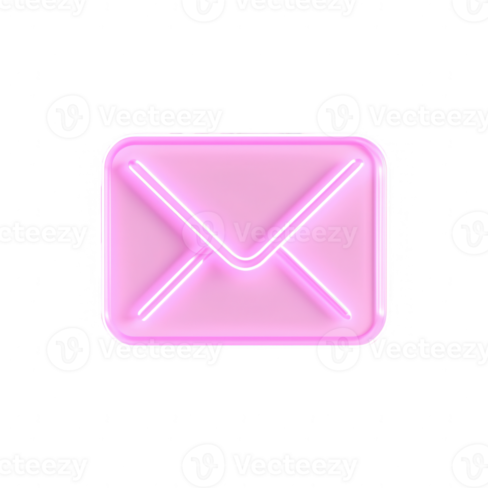 Stylish neon pink envelope icon with a modern design, perfect for digital communication. png