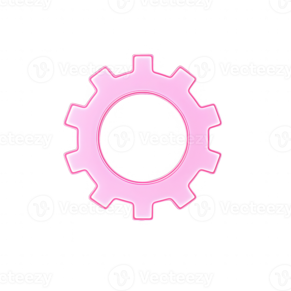 Stylish pink gear icon representing innovation and creativity in design projects. png