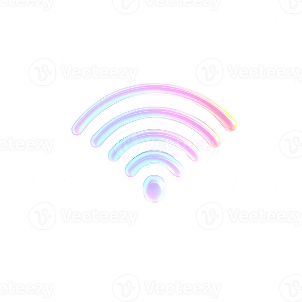 Stylish WiFi symbol with a colorful gradient on a transparent background. png